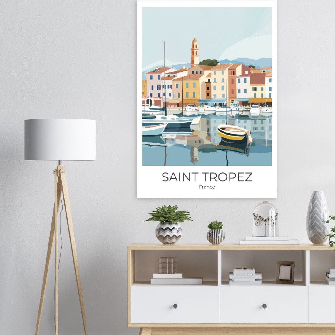 Saint Tropez Old Port Minimalist Sailboat France Travel Poster - Image 2