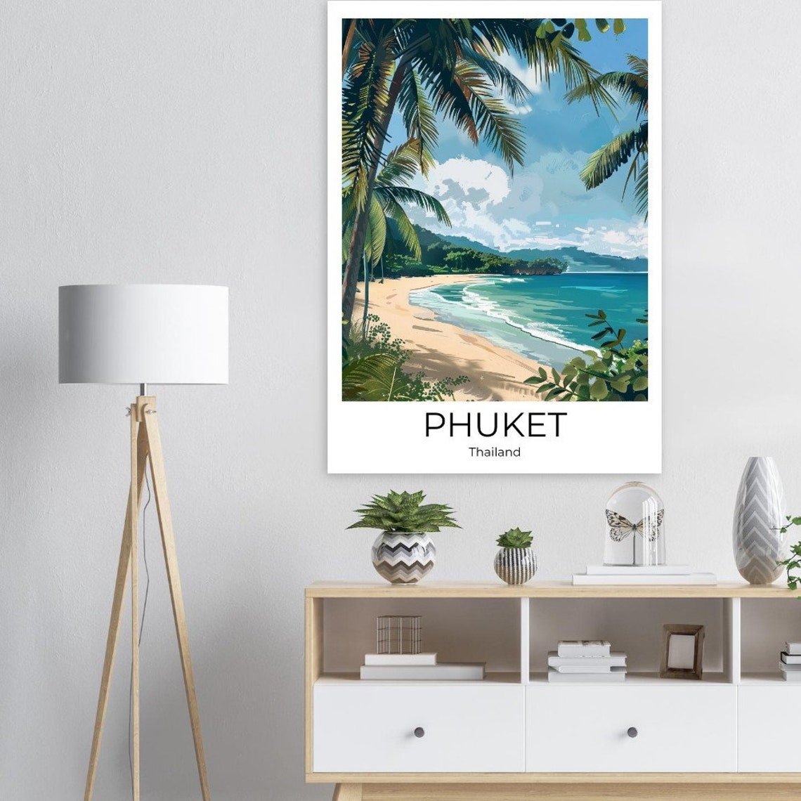Phuket Thailand Palm Framed Sandy Beach Turquoise Sea Poster - Image 4