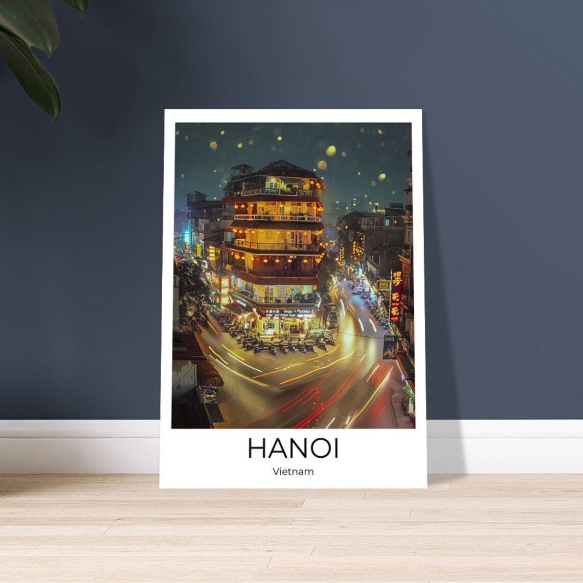 Hanoi Vietnam Night Traffic Light Trails City Street Photo Poster - Image 4