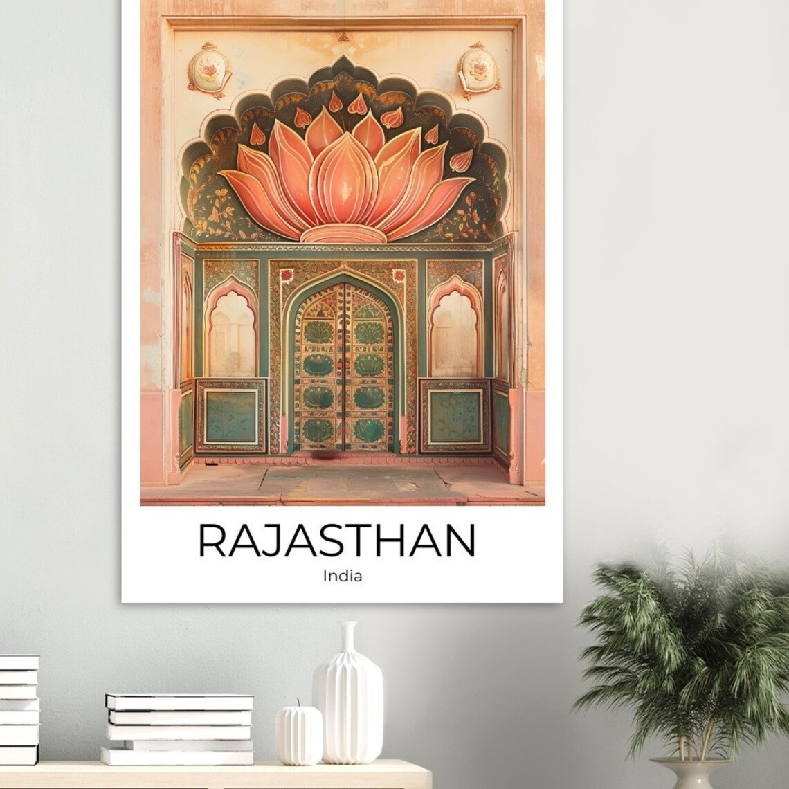 Rajasthan India Ornate Lotus Mural Palace Doorway Photo Travel Poster - Image 4