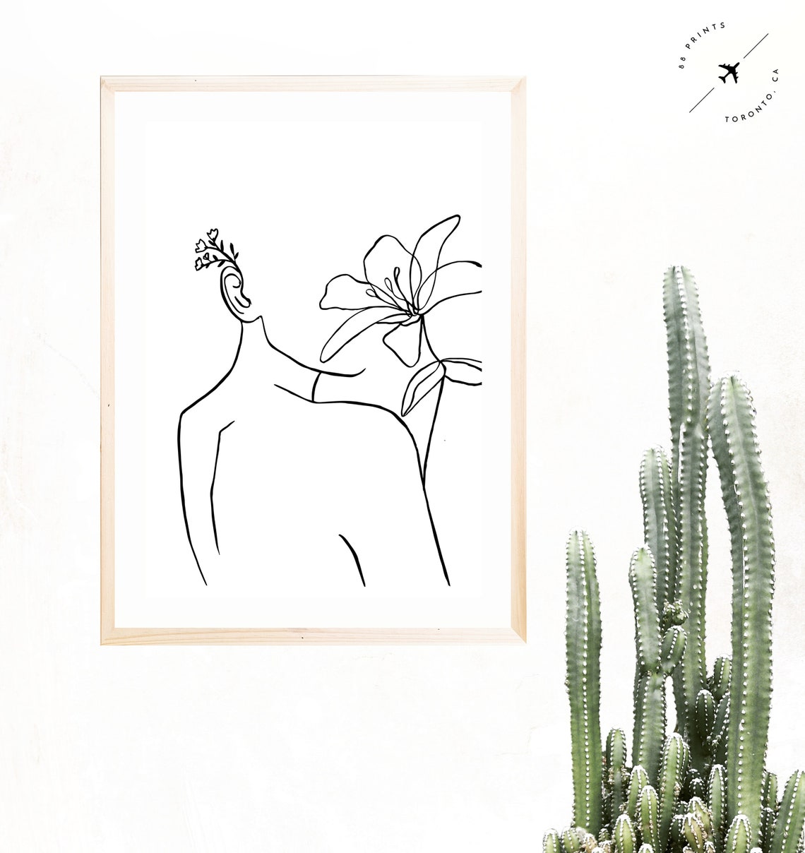 Woman With Flower Line Art Lily Floral Feminine Minimalist Poster - Image 2