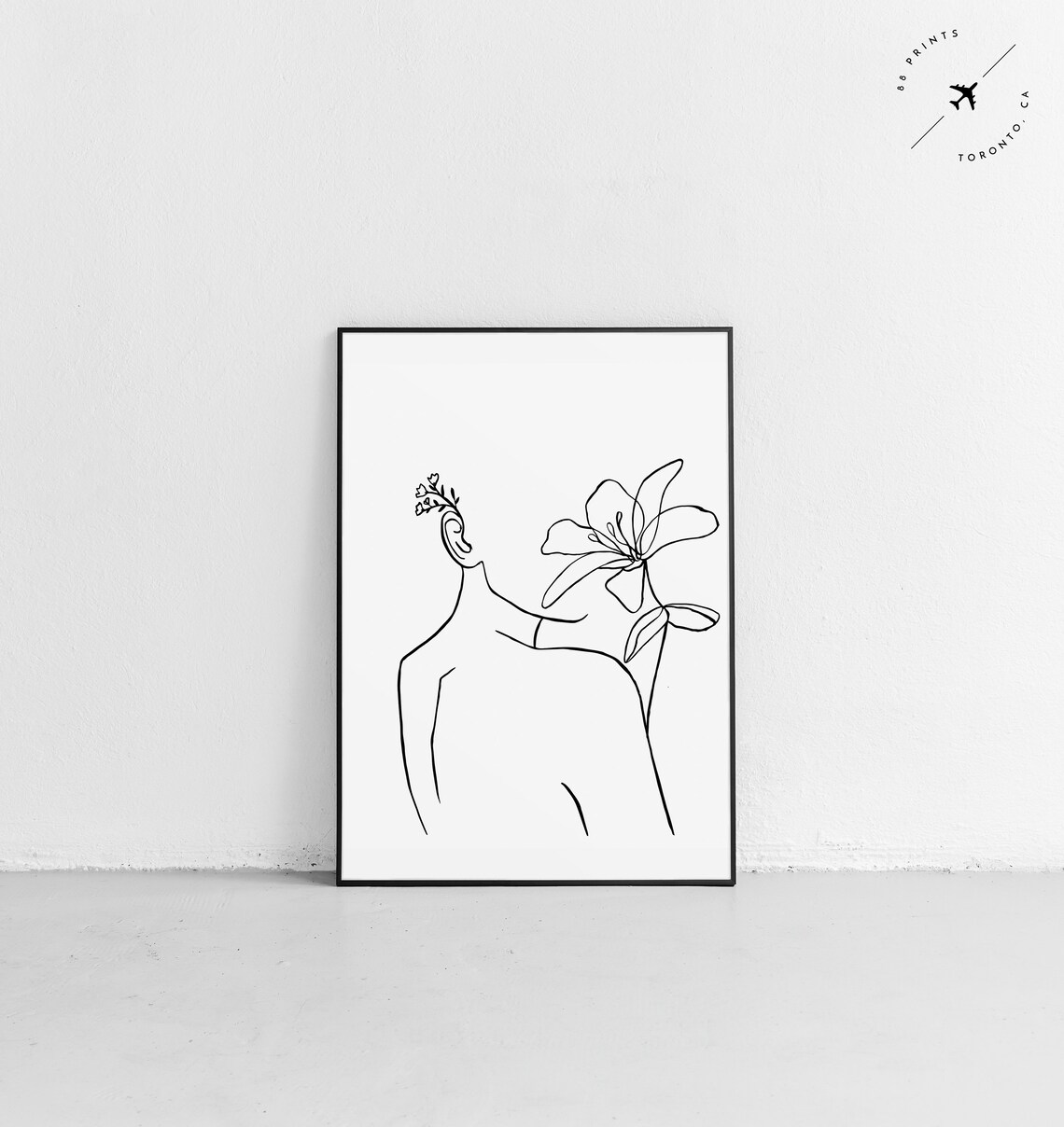 Woman With Flower Line Art Lily Floral Feminine Minimalist Poster - Image 4