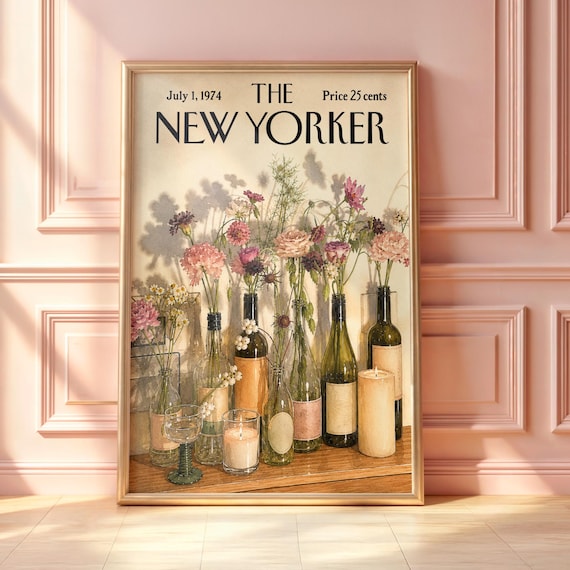 The New Yorker July 1974 Wildflower Bottles Vintage Magazine Poster