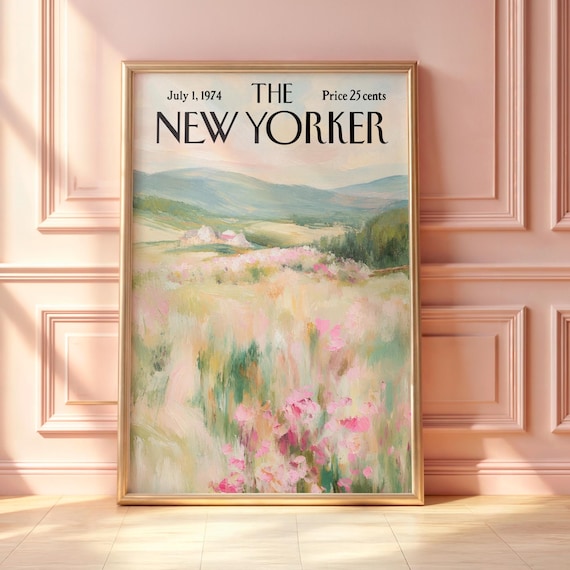 The New Yorker July 1 1974 Wildflower Meadow Landscape Painting Poster