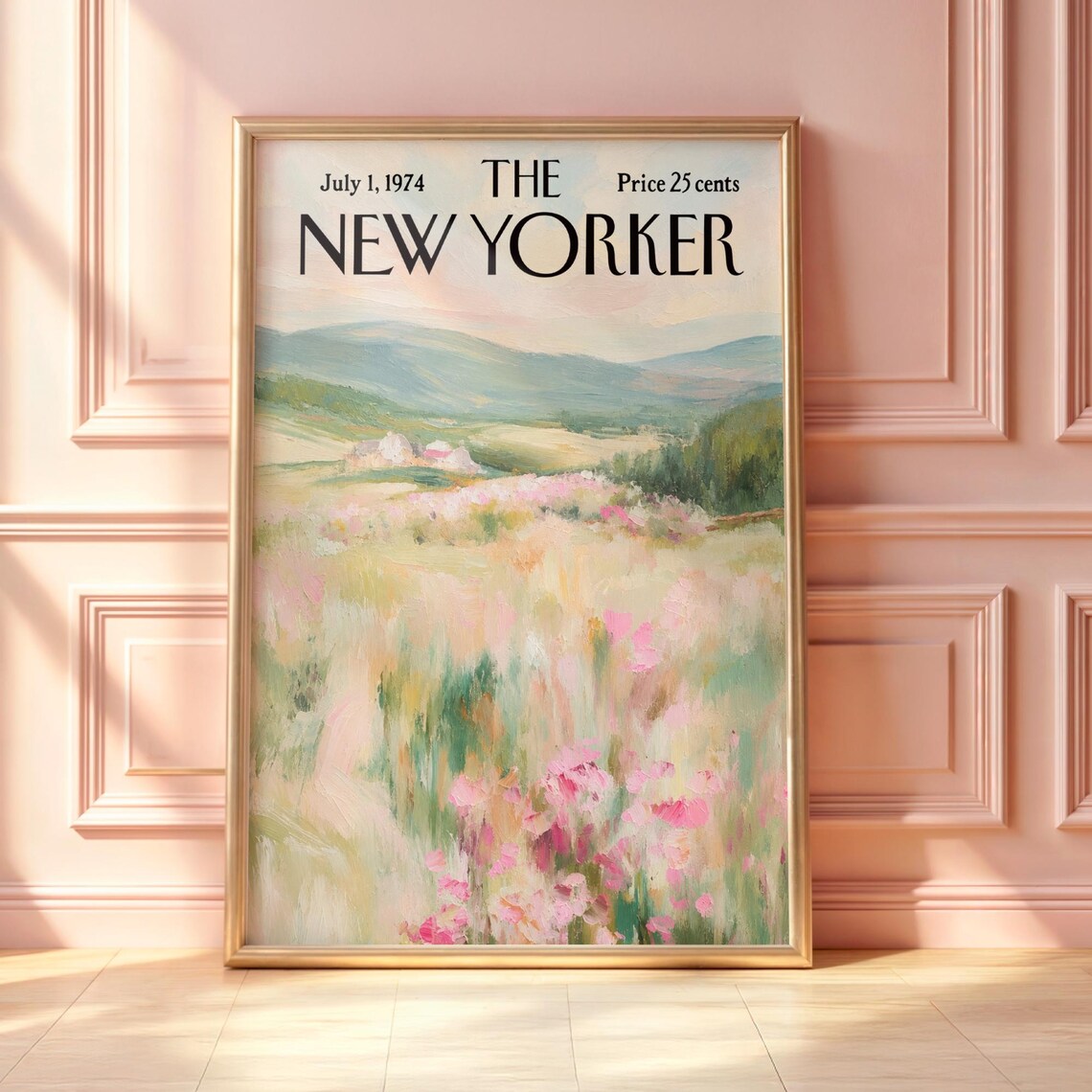 The New Yorker July 1 1974 Wildflower Meadow Landscape Painting Poster