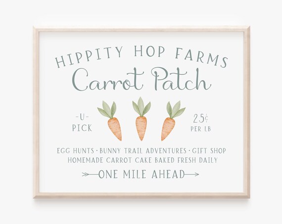Carrot Patch Easter Art Print, Springtime Decor