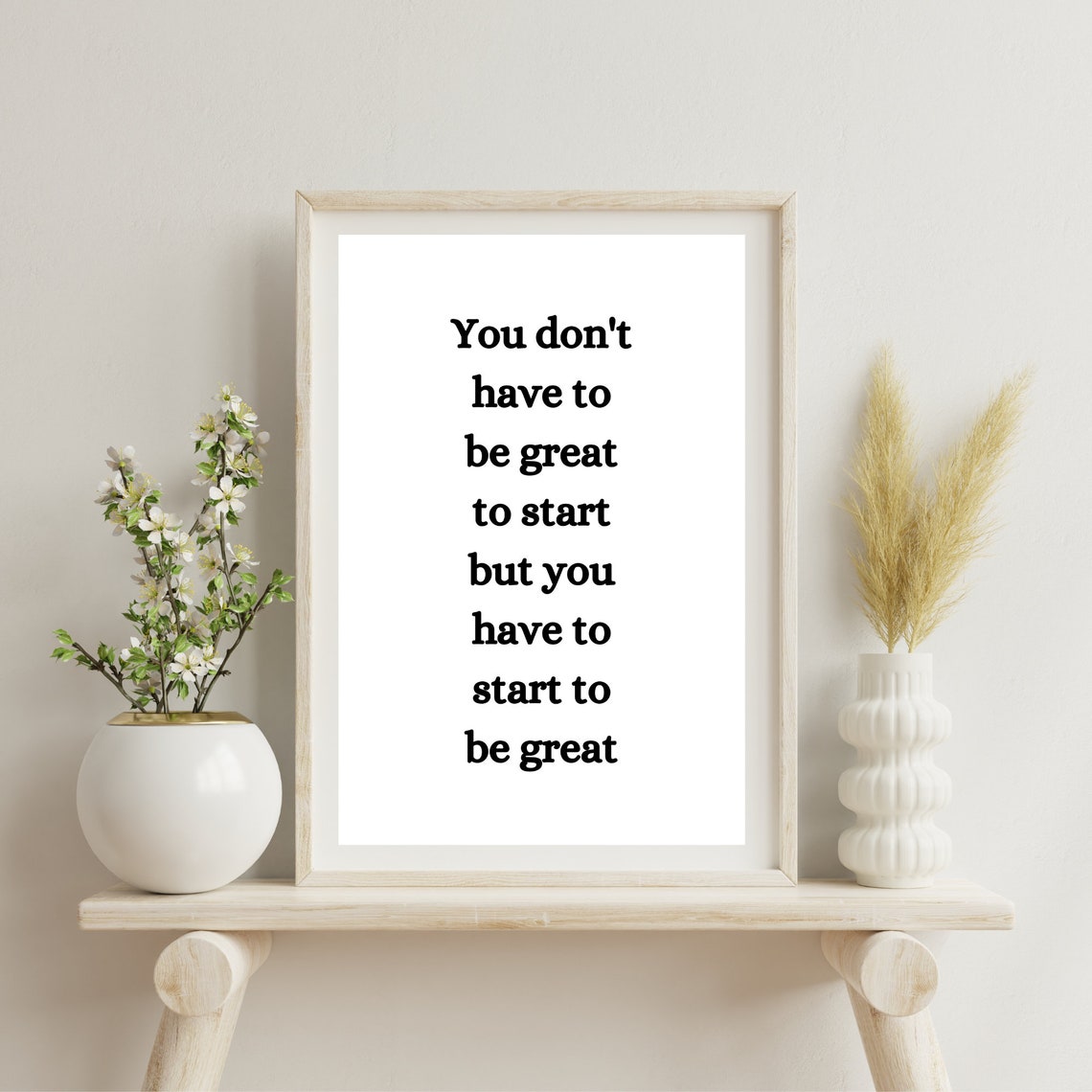 Start To Be Great Motivational Quote Bold Black Text Wall Art Poster - Image 3