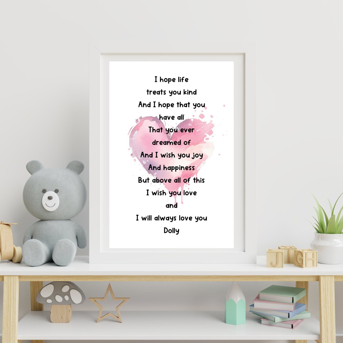 I Will Always Love You Song Lyrics Pink Heart Watercolor Music Poster - Image 4
