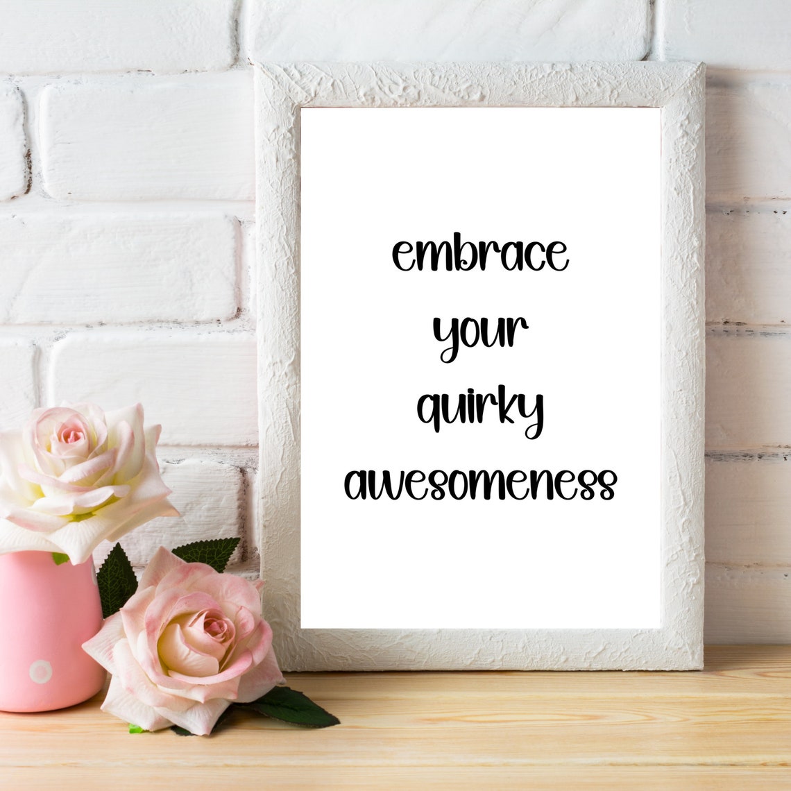 Embrace Your Quirky Awesomeness Playful Script Quote Typography Poster