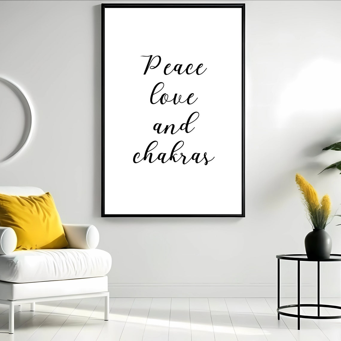 Peace Love And Chakras Calligraphy Script Yoga Meditation Wall Poster - Image 4