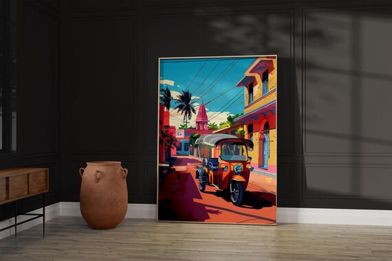 Modern Poster Tuk Rickshaw Art Desi Punjabi Gujarati Hindi