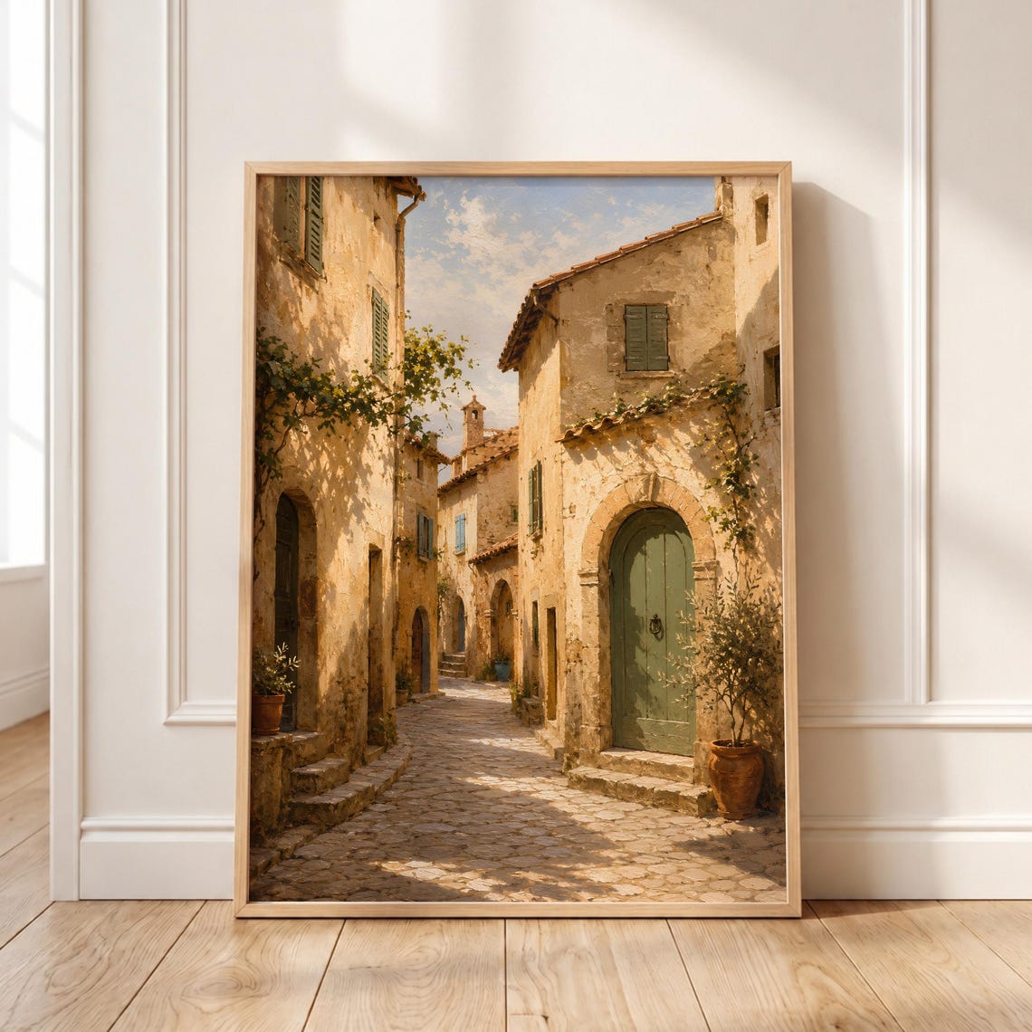 Italian Cobblestone Alley Old Stone Village Sunlit Street Poster