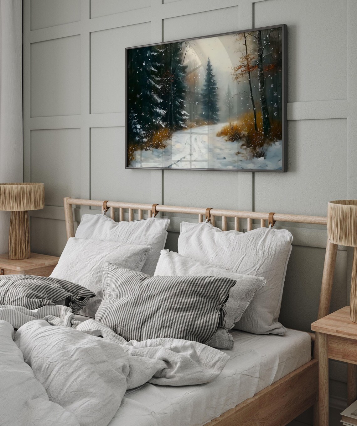 Snowy Forest Path Winter Landscape Vintage Oil Painting Poster - Image 7