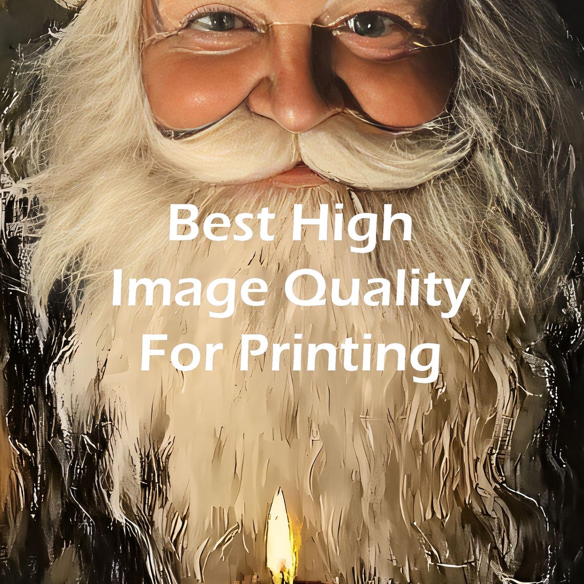 Santa Claus Holding a Candle Dark Rustic Oil Painting Christmas Poster - Image 5