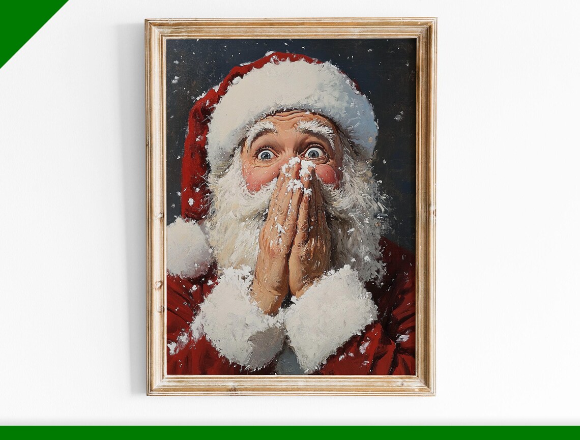 Santa Claus Funny Portrait, Christmas Wall Art