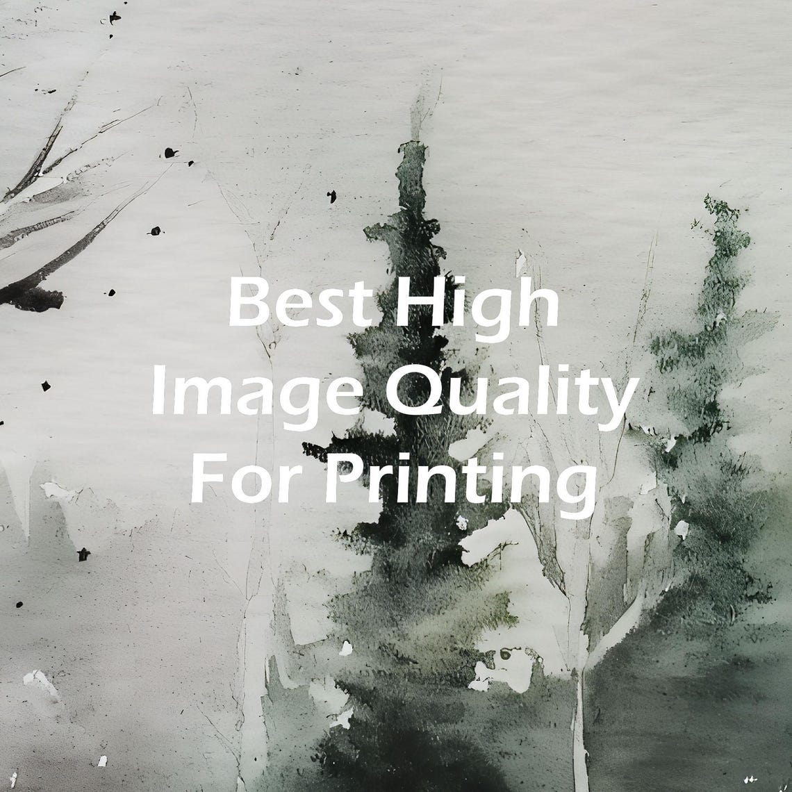 Birch and Pine Trees Misty Snowy Winter Watercolor Forest Poster - Image 5