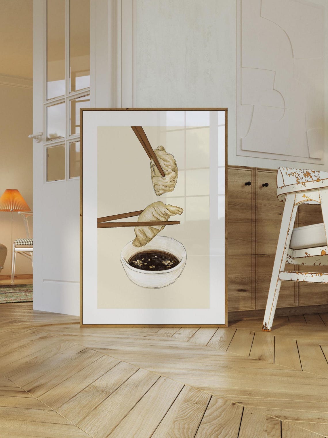 Gyoza Art Print, Japanese Food Kitchen Decor - Image 2