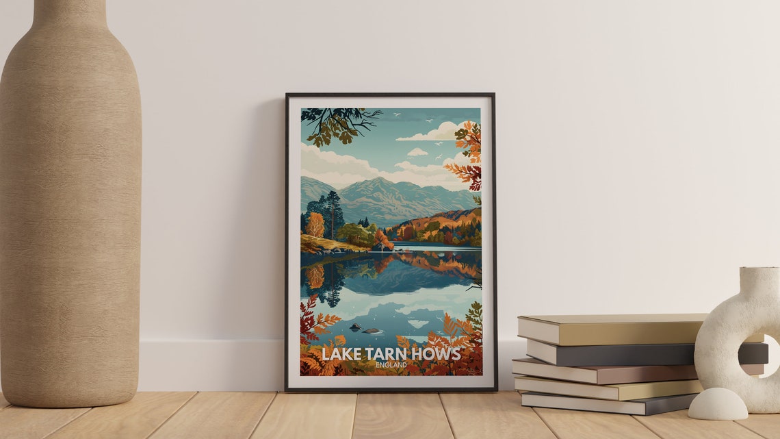 Lake Tarn Hows Print Lake Tarn Hows Poster England Lake Travel Poster Lake Wall Art Decor United Kingdom Lake Art England Nature Poster - Image 3