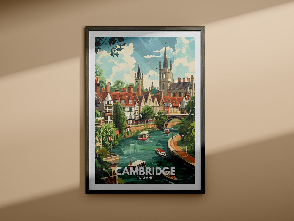 Cambridge River Boats Historic Colleges University City Poster - Image 4