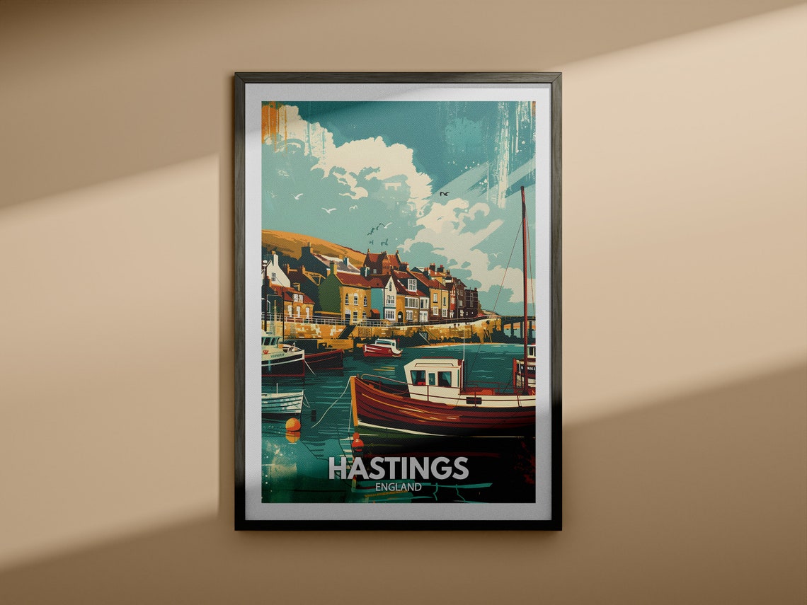 Hastings Art Print Hastings City Poster Uk Wall Art England Wall Decor British Travel Poster United Kingdom Print England City Art - Image 4