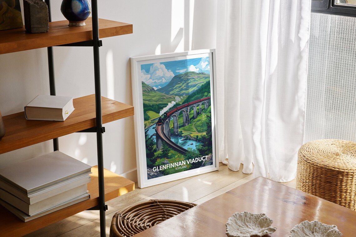 Glenfinnan Viaduct Print Glenfinnan Viaduct City Poster Uk Wall Art Scotland Wall Art Decor Scotland Travel Poster - Image 2