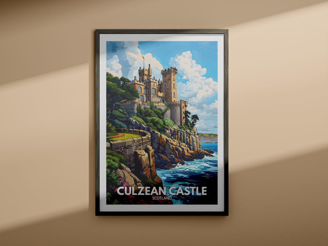 Culzean Castle Scotland Dramatic Rocky Cliffside Sea View Poster - Image 4