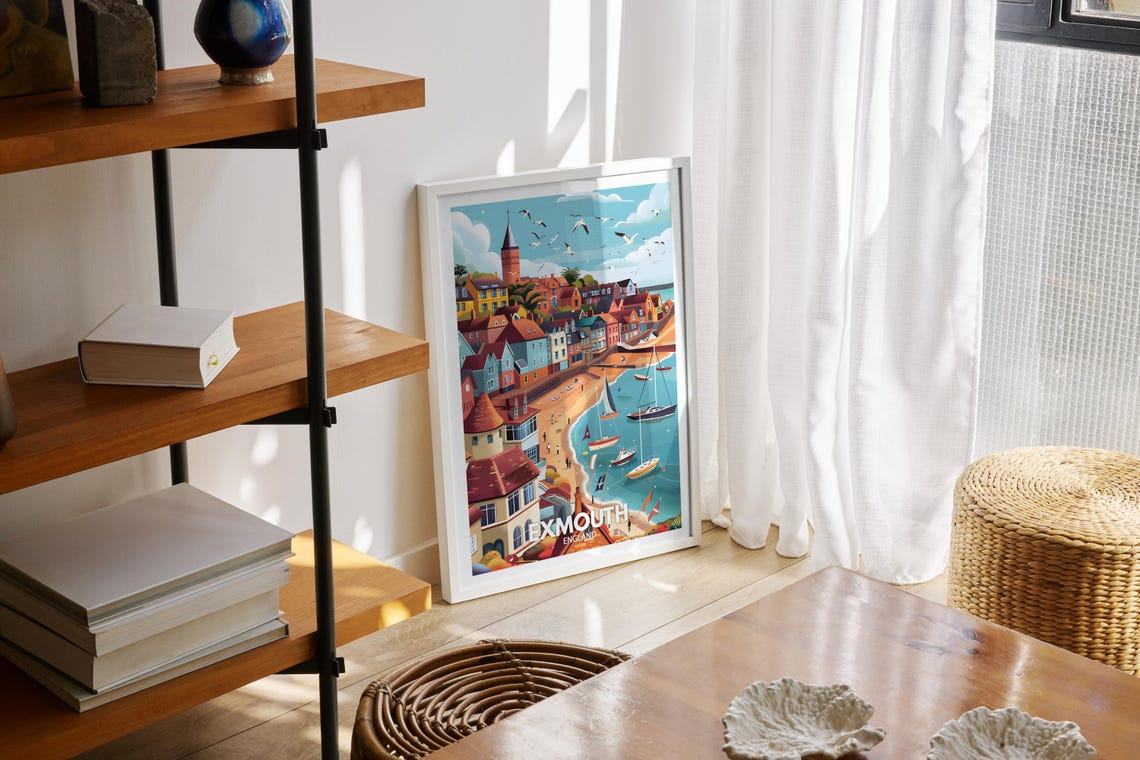 Exmouth Print Exmouth Poster Uk Wall Art England Wall Art Decor British Travel Poster United Kingdom Print England City Art - Image 2