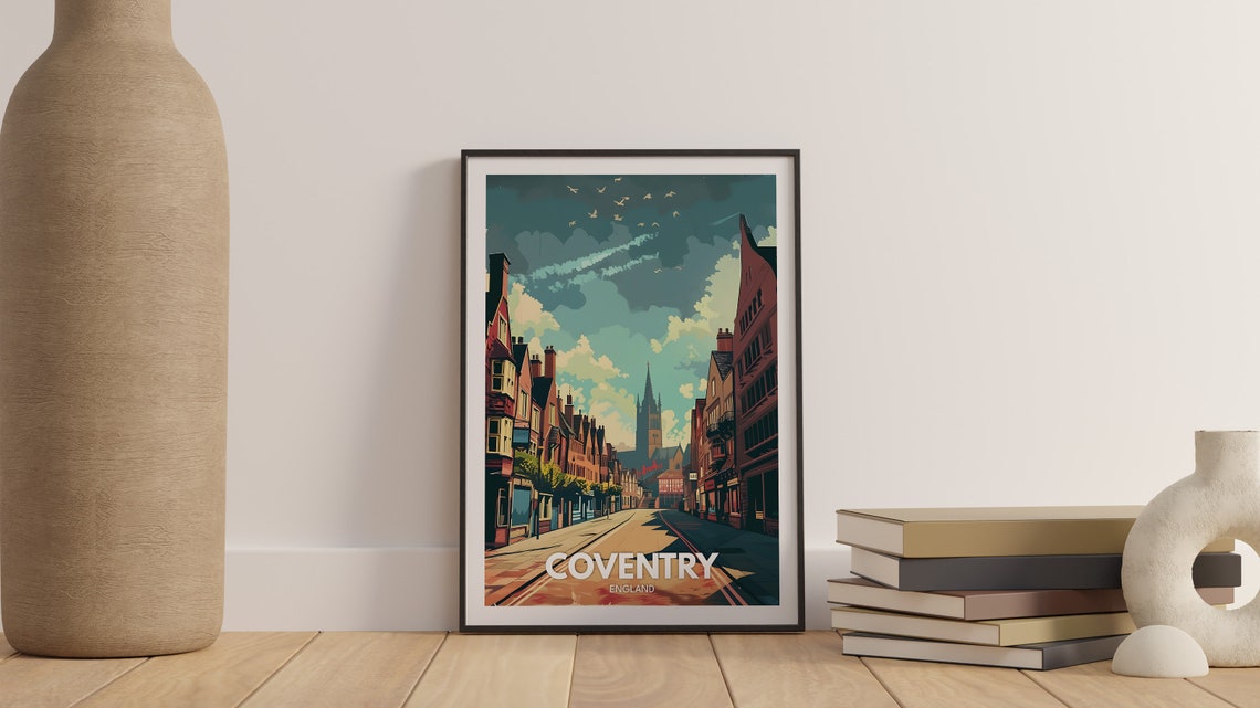 Coventry City Print Coventry Art Poster Uk Travel Wall Art England Wall British Travel Poster United Kingdom Print England City Art - Image 2