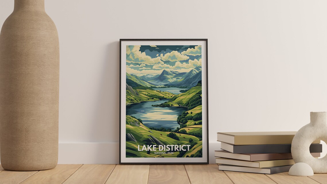 Lake District England National Park Valley Lake Vintage Travel Poster - Image 3