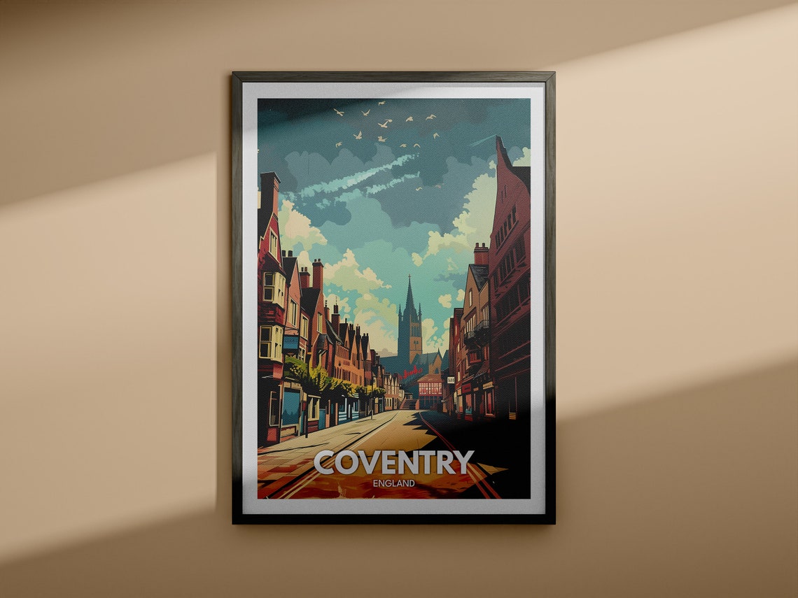 Coventry City Print Coventry Art Poster Uk Travel Wall Art England Wall British Travel Poster United Kingdom Print England City Art - Image 4