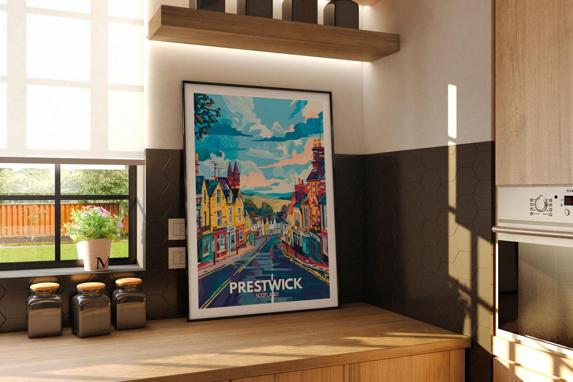 Prestwick Print Prestwick Poster Uk Wall Art Scotland Wall Art Decor Uk Travel Poster United Kingdom Print Scotland City Art - Image 3