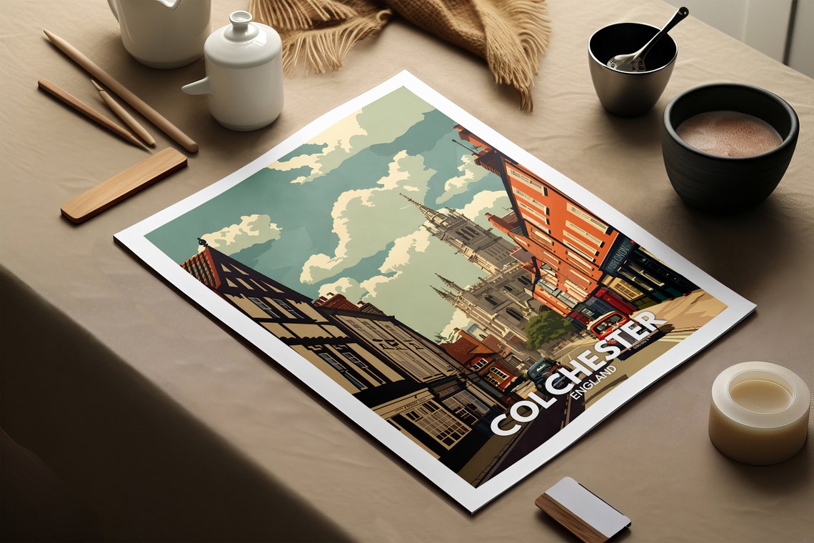 Colchester Art Print Colchester Poster Uk Wall Art England Wall Art British Travel Poster United Kingdom Print England City Art - Image 2