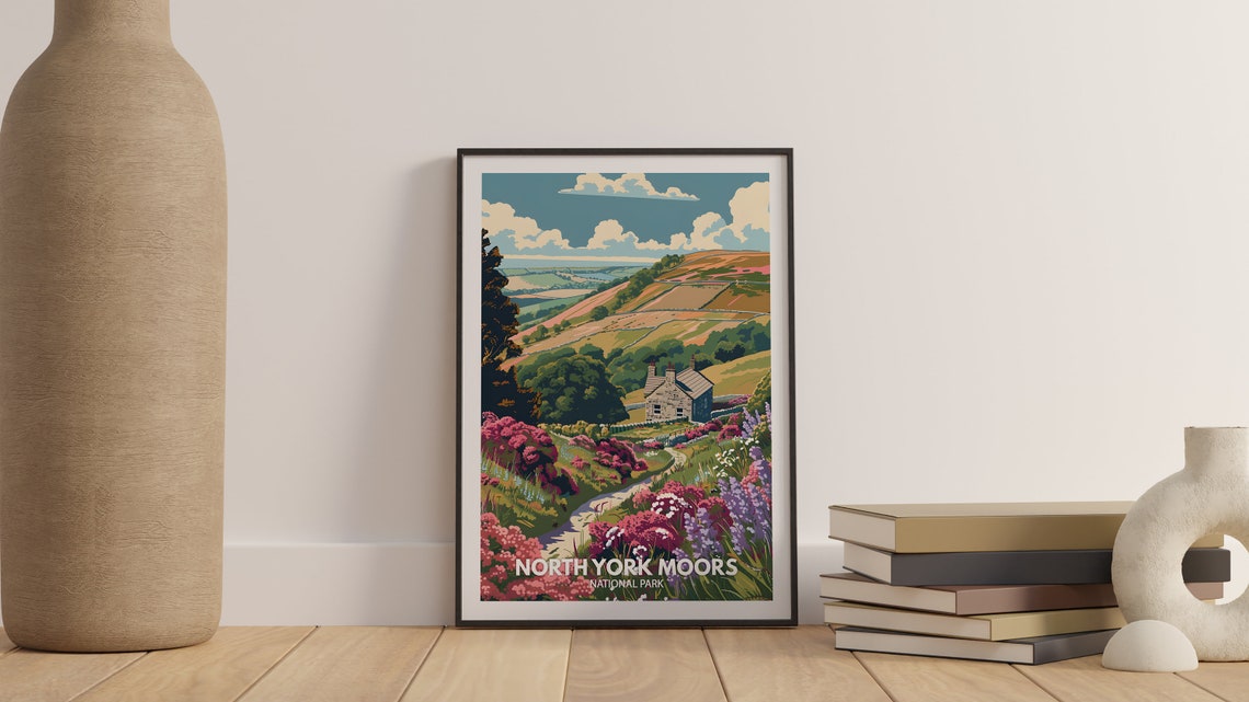 North York Moors National Park Heather Hills Cottage Travel Poster - Image 3