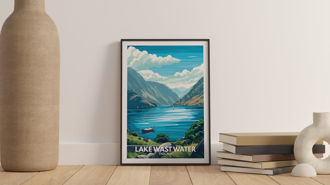 Lake Wast Water Print Lake Wast Water Poster England Lake Travel Poster Lake Wall Decor United Kingdom Lake Art England Nature Poster - Image 3