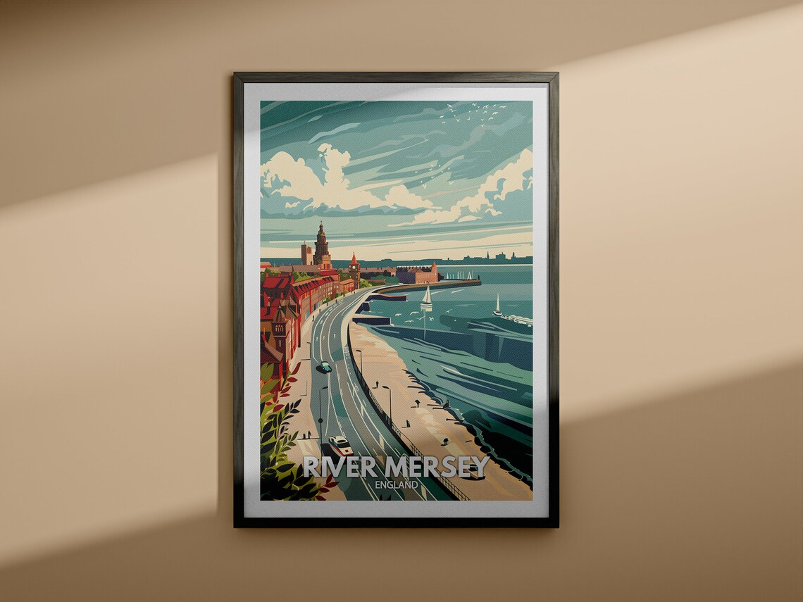 River Mersey England Vintage Waterfront Promenade Sailboats Poster - Image 4