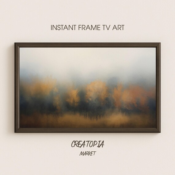 Samsung Frame Tv Art Misty Autumn Forest Soft Tonal Landscape