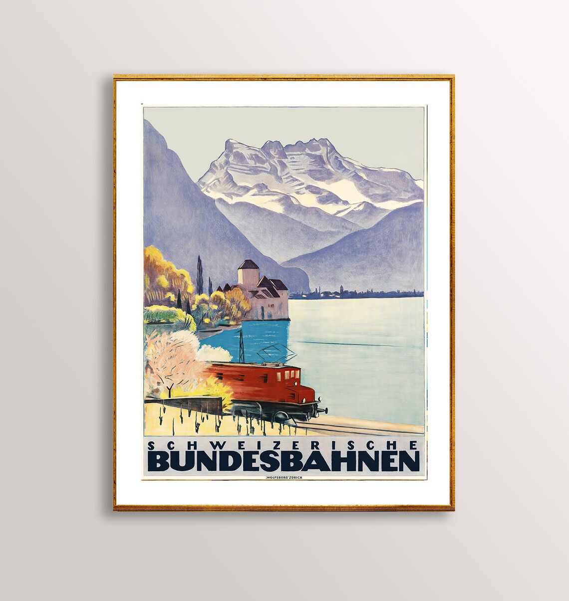 Bundesbahnen Schweizerische Vintage Travel Poster
