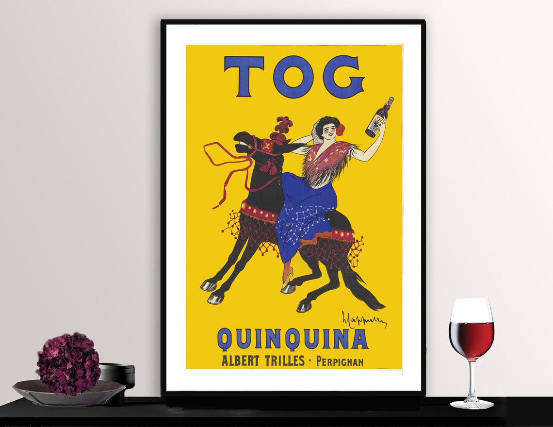 Classic Tog Quinquina Horsewoman Vintage French Beverage Ad Poster