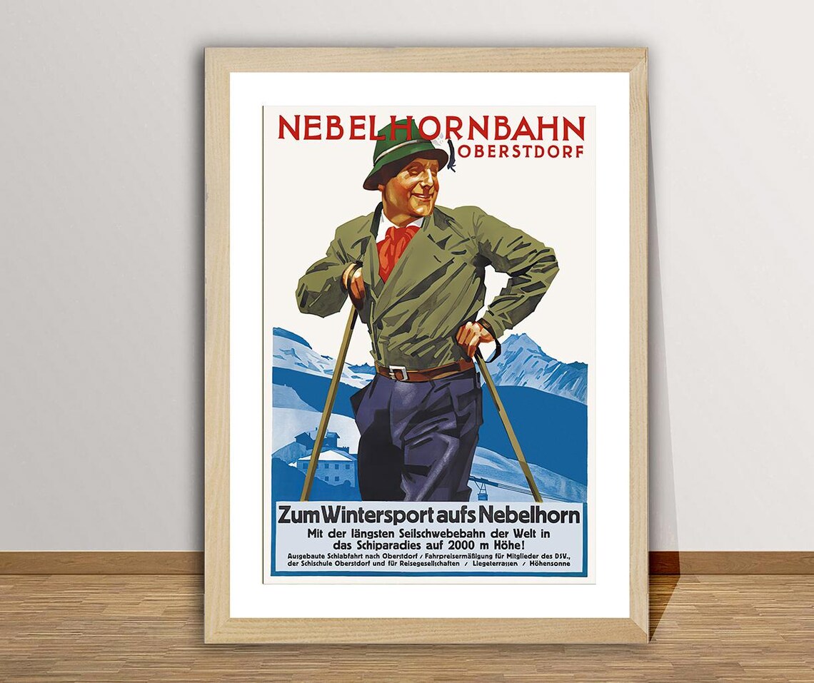 Nebelhornbahn Oberstdorf Vintage Travel Poster