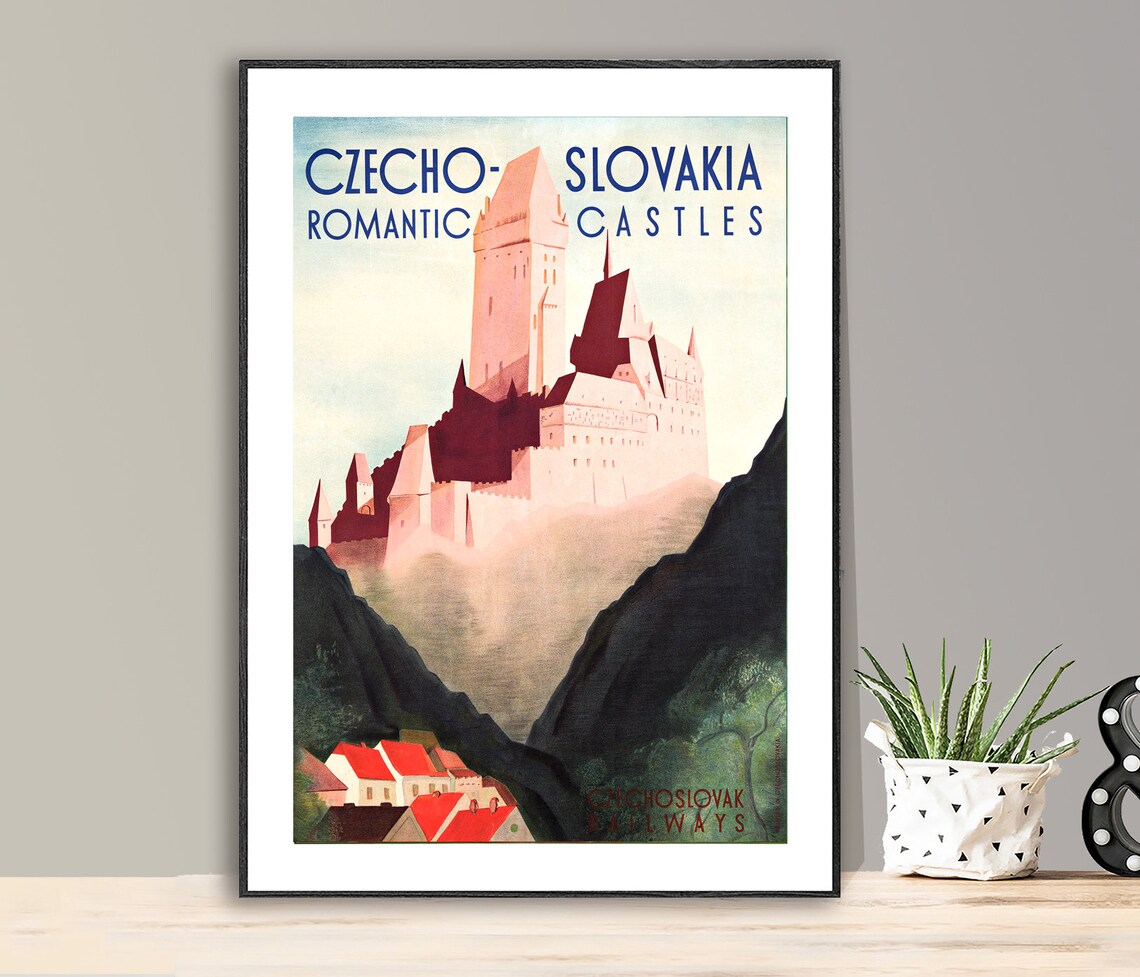 Czechoslovakia Romantic Castles Vintage Travel Poster