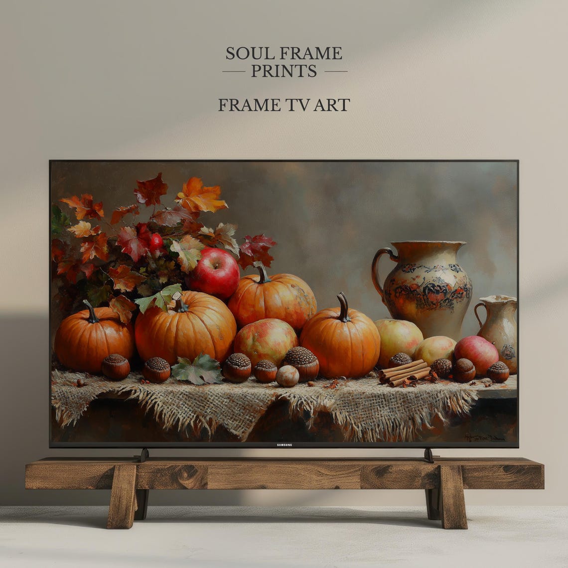 Thanksgiving Frame Tv Art Pumpkin Still Life For Samsung Autumn Harvest Decor Rustic Kitchen Fall Display 5
