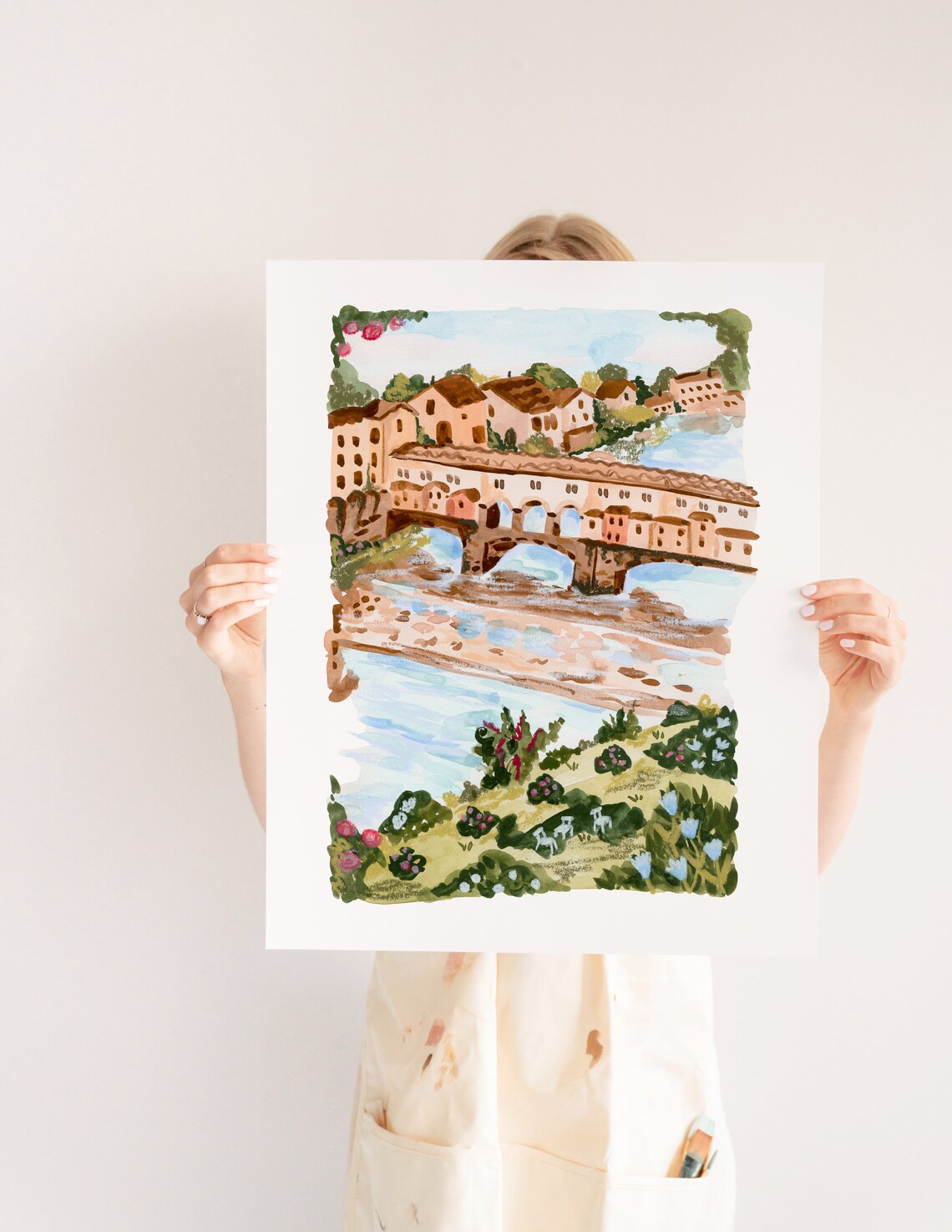 Florence Italy Watercolor Travel Poster, Seaside - Image 3