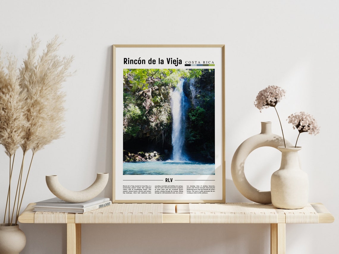 Rincn De La Vieja Poster Rincn De La Vieja Print Rincn De La Vieja Wall Art Minimal Travel Print Oil Painting Poster - Image 3