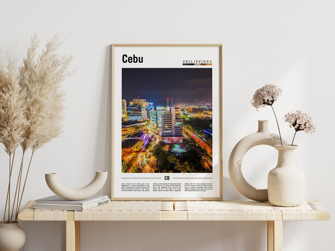 Cebu Philippines Vibrant Night Cityscape Skyline Asia Travel Print - Image 3