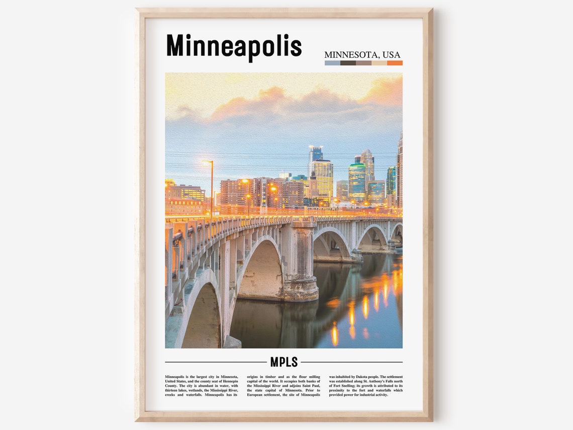 Minneapolis Print Minneapolis Poster Minneapolis Wall Art Oil Painting Poster City Print City Artwork Travel Artwork Travel Wall Art