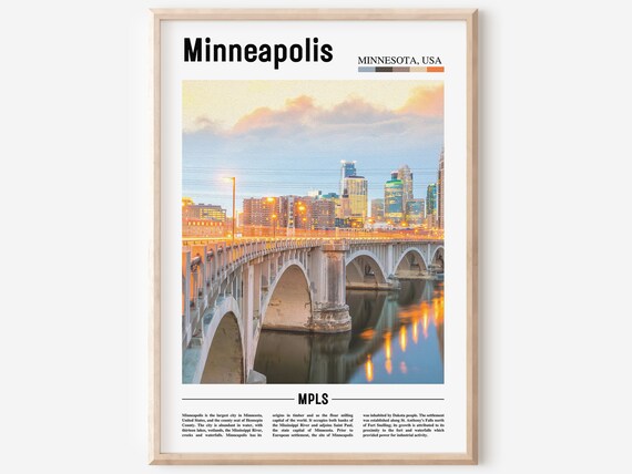 Minneapolis Minnesota River Bridge Downtown Skyline Sunset Poster
