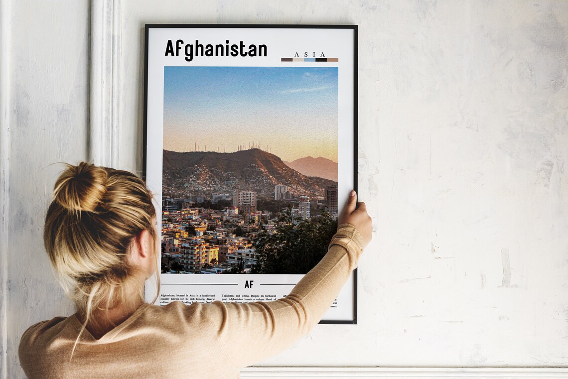 Afghanistan Kabul Sunset Cityscape Mountain Travel Photo Poster - Image 2