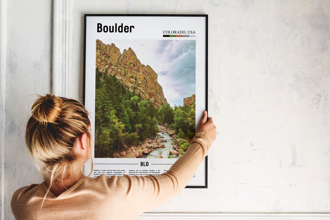 Boulder Colorado Red Rock Canyon Cliffs and Creek Travel Poster - Image 2