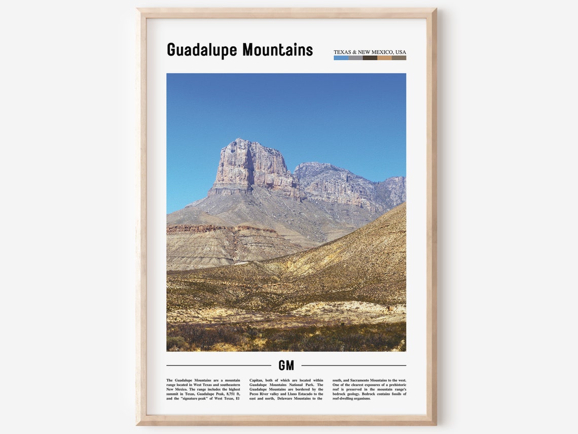 Guadalupe Mountains Print Guadalupe Mountains Poster Guadalupe Mountains Wall Art Oil Painting Poster City Travel Artwork Travel Wall Art