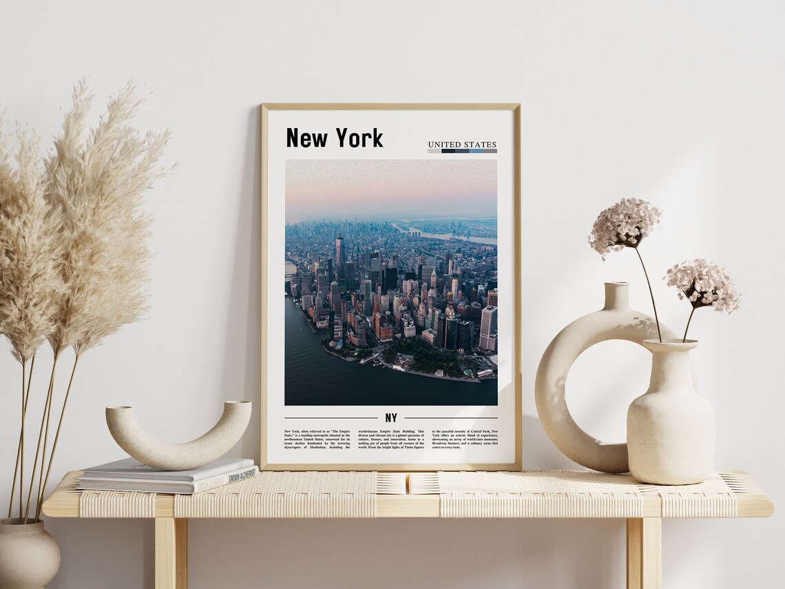 New York City Aerial Skyline Manhattan at Dusk Travel Poster - Image 3